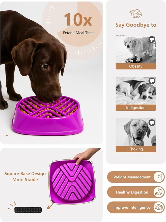 KASBAH Slow Feeder Dog Bowls Large Breed, 5 Cups Capacity for Wet & Dry Food, Puzzle Maze Bowl for Fast Eaters, Non-Slip Base, BPA Free, Helps Prevent Bloat and Aid Digestion