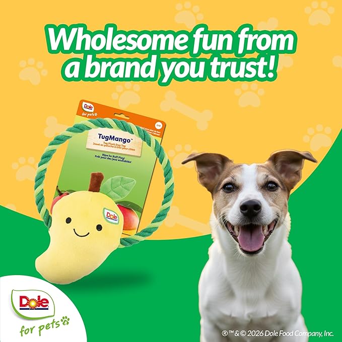 Dole for Pets® Dog Rope Toy with Squeakers, Mango Tug of War Dog Toy, Tough Cotton Rope Toys for Dogs, Aggressive Chew Toys for Medium Dogs