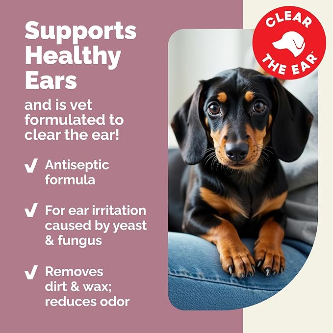 Vetnique Oticbliss Advanced Strength Dog Ear Infection Treatment Flush, Antiseptic Cat & Dog Ear Cleaner Solution Medicated with Chlorhexidine & Ketoconazole Helps with Ear Yeast (6oz Flush)