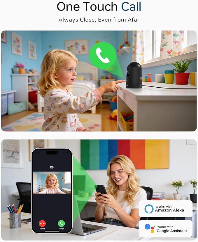 FOSCAM 4K Indoor Camera, Full Space Sense WiFi Camera with 360° Radar Auto-Tracking Baby & Pet Camera - No-Blind-Spot View, One Touch Call, Human/Motion/Sound Detection, Compatible with Alexa (Black)
