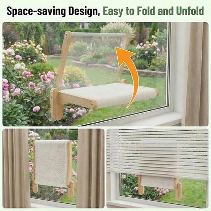 Cat Window Perch with Bird Feeder – Upgraded Bird Watching Solution for Indoor Cats, Foldable Cat Hammock Seat with Strong Suction Cups, Relieves Boredom & Stimulates Natural Instincts