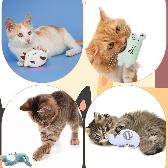 Sratte 25 Pcs Catnip Cat Chew Toy Interactive Catnip Filled Kitten Soft Cotton Cat Toys for Cats Kitten, Assorted Cat Teething Chew Indoor Pet Supplies (Lovely)