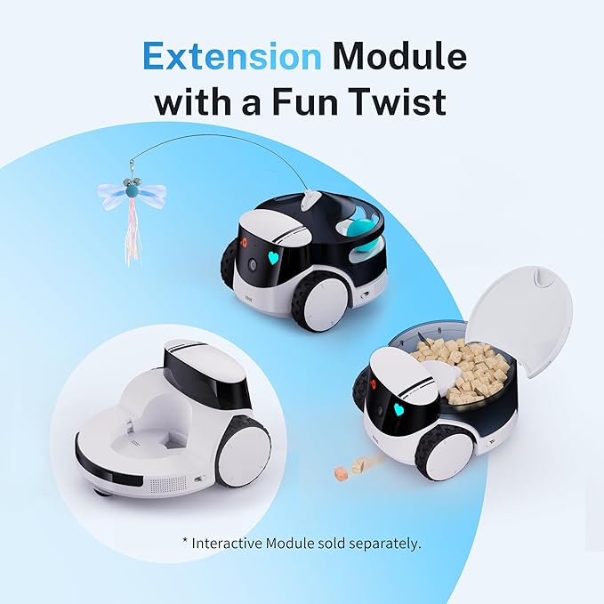 Enabot EBO ROLA PetPal FamilyBot Pet Camera Robot with Treat Dispenser: 2.5K Mobile Dog Camera Robot Battery-Powered with Phone App, 2-Way Talk, Night Vision, Interchangeable Modular Design