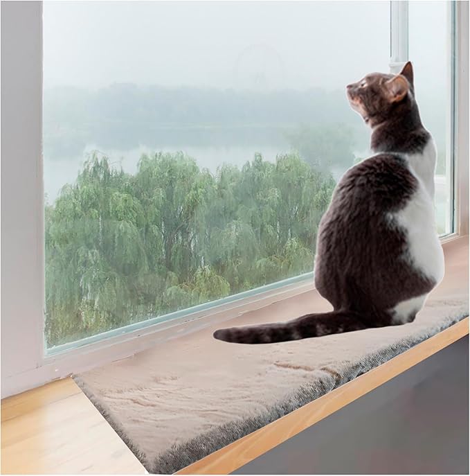 Soft Cat Dog Window Sill Pet Pad Perch,Fluffy Windowsill Dog Pet Mat Pillow Seat Bed, Cat Dog Cushion for Window Sill Mat (Gray, 12"x24")