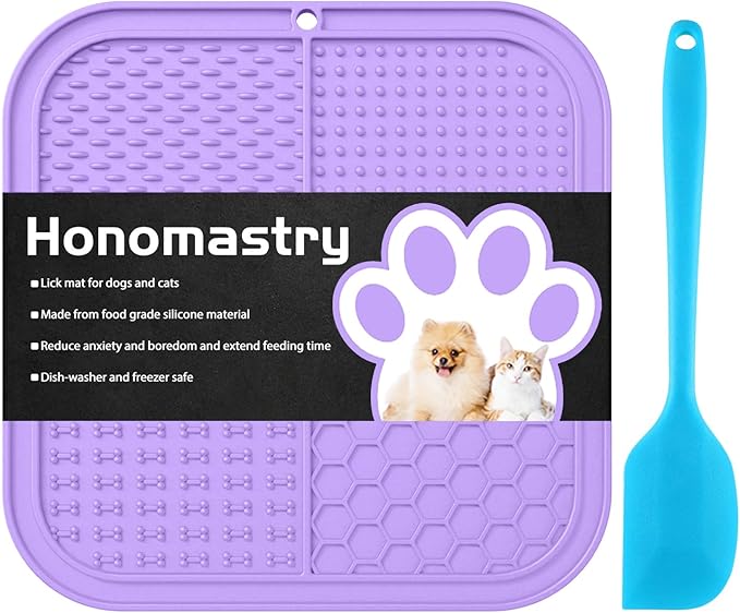 Lick Mat for Dogs, Premium Lick Pad with Suction Cups for Dog Anxiety Relief, Slow Feeder Dog Bowls, Bathing, Grooming and Training (Light Purple, 1pack)