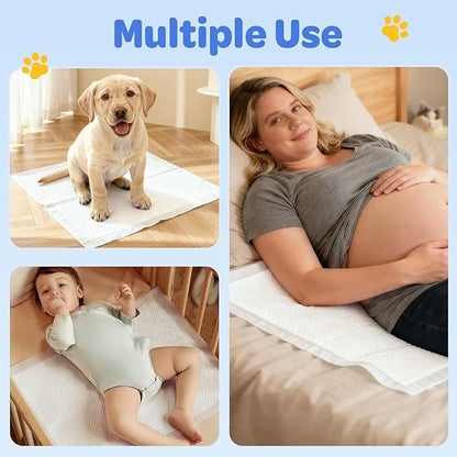 Disposable Puppy Pads 100 Count, 22"x22" Pee Pads for Dogs Potty Training, 6-Layer Super Absorbent & Leak Proof, Odor Block Pet Pads with Anti-Slip Adhesive Strips, White