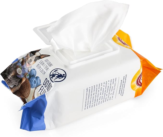 Arm & Hammer for Pets Odor Control Wipes for Dogs, Best Odor Eliminating Waterless Cleaning for Dogs & Puppies | Blueberry Coconut Scent, 100ct