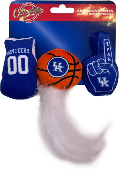 Best Plush CAT Toy - NCAA Kentucky Wildcats Complete Set of 3 Piece Cat Toys Filled with Fresh Catnip. Includes: 1 Helmet Cat Toy, 1 Football Cat Toy with Feathers, & 1 Beer Bottle.