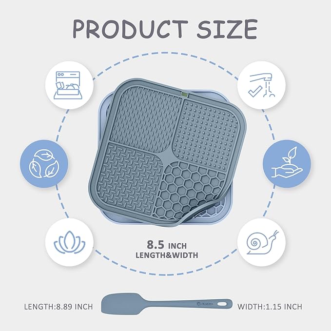 2 Pack Lick Mat for Dogs,Cats,Upgraded 8.5×8.5 inches Licking Mats with Suction Cups,Slow Feeder Licking Pad for Anxiety Relief and Boredom Reducer,Suitable for Dog Training Set 9