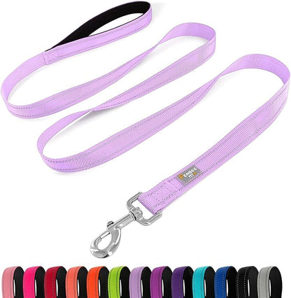 Reflective Dog Leash 6 FT Padded Handle Nylon Dogs Leashes for Medium Dogs Lavender