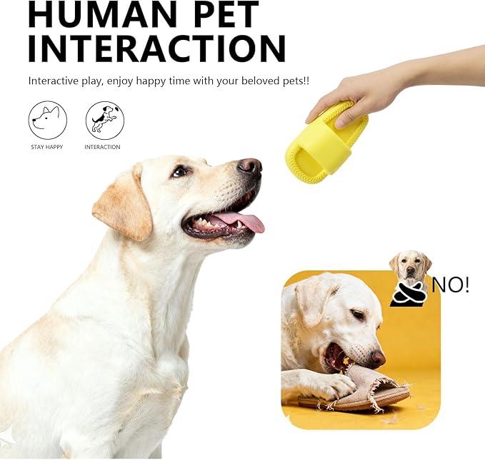 MECOOL Dog Toy Unbreakable Slippers Squeaky Dog Toys for Teehing Chewing Size for Medium and Samll Breeds,Yellow