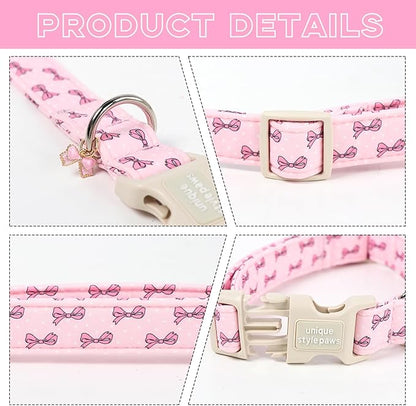 Unique style paws Dog Collar Plastic Buckle with Pendant Puppy Collar for Spring Summer Polka Dot Bow for Small Medium Large Boys Girls Dogs