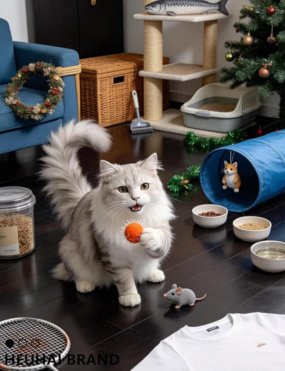 25 Cat Toys Balls Set Indoor Kitten Safe Colorful Plush & Bell Balls for Play Chase Hunt Interactive Entertainment (1.5'' - 2.2'')