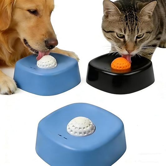 Slow Feeder Dog Bowl with Rolling Ball, Interactive Lick Bowl for Wet Food Water & Treats, Anti-Slip Puzzle Toy for Boredom & Anxiety Relief, for Large Medium Small Dogs (Blue+Black)