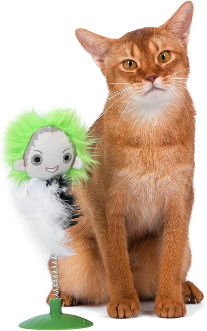 Beetlejuice Feathers Suction Swatter Cat Toy - 10.5 Inch with Feather Feature - Perfect for Indoor Cats and Kittens - Swatting Toy for Cats