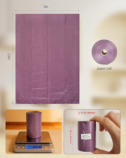 Funtin Premium Dog Poop Bags, Guaranteed Leak Proof, Extra Thick 18-Micron Unscented Waste Bag Refill Rolls (180-Bags Only (Purple))