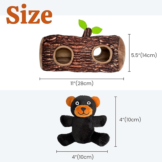 Laifug Hidden Bear Plush Dog Toy, Interactive Barking Dog Toy Playing Hide and Seek, Five in One Bear, Plush Puzzle, Suitable for Dogs of All Stages (Brown, XL)
