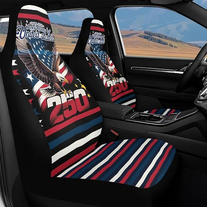 250th Eagle Flag Car Seat Covers Universal Bucket Seat Cover Waterproof Anti-Slip Automotive Accessories Suitable for Cars, SUV and Trucks