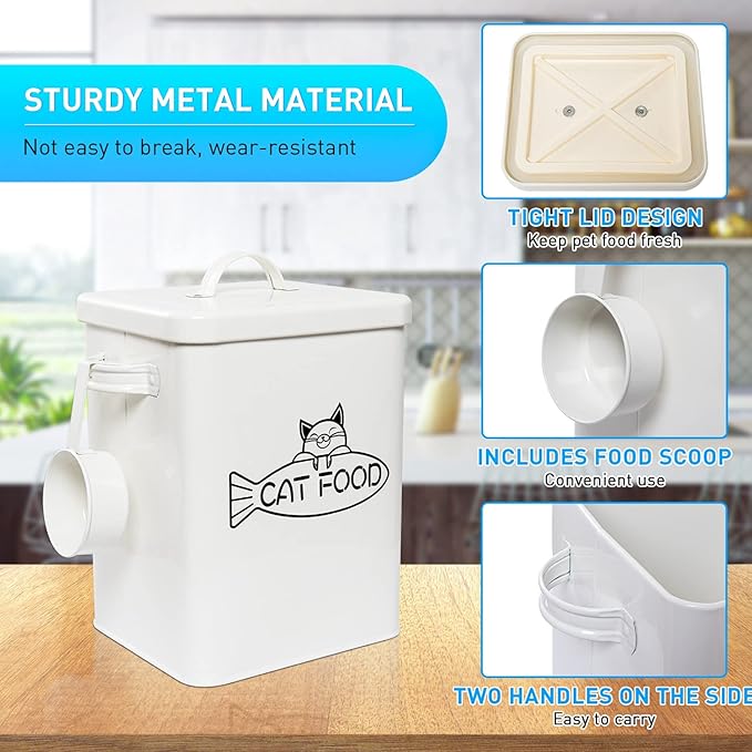 Vumdua Dog and Cat Food Storage Container, Farmhouse Pet Food Containers with Lid and Dry Food Scoop, Durable Airtight Great Gift for Pet Owners