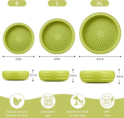Dog Lick Bowl, Animire Freeze Lick Mat for Dogs, Non-Slip Slow Feeder Licking Bowl Enrichment Treat for Distraction Anxiety Relief, Food Grade Silicone, Dishwasher Safe(Green,L)