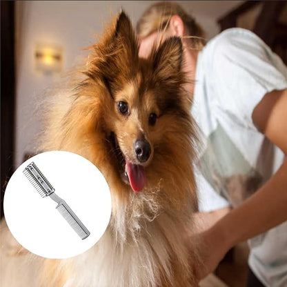 Pet Hair Thinning Comb Dog Hair Trimmer Cutter Comb with Extra Blade Dual-end Double-sided Dog Pet Grooming Tool