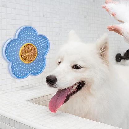 Cats Lick Pad with Suctions Cup Slow Feeders Licking Mat Flower Shape Silicone with Suctions Cup Dog Mat Silicone Dog Treat