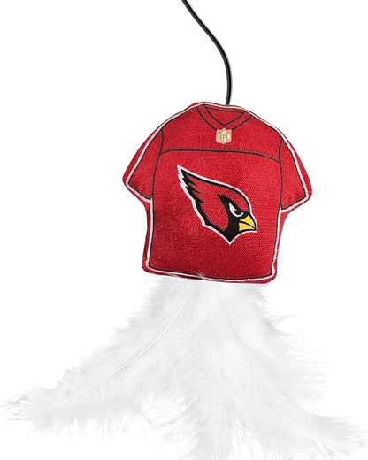 NFL Arizona Cardinals Team Jersey Wand with CAT NIP, Cat Toy Jersey Shaped Plush Teaser Toy for Cats & Kittens - Interactive Pet Toy for Play & Exercise