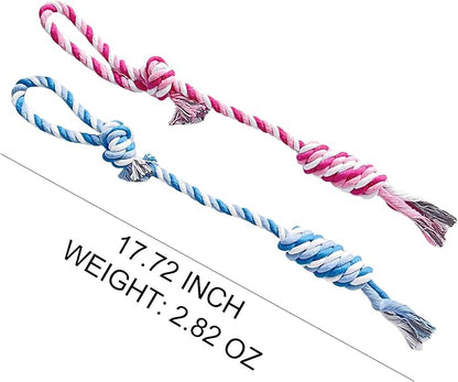 Flossy Chews Rope Tug Dog Rope Toys for Large and Medium Aggressive Chewers, Heavy Duty for Large Breed, Indestructible Dog Chew Toys, Tug of War, 100% Cotton Teeth Cleaning (Pink White, Large 17.8")