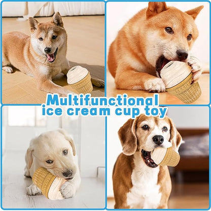 Interactive Dog Toys for Aggressive Chewers, Frozen Indestructible Chew Toy with Treat Dispenser & Chew Rings, Long-Lasting Mental Enrichment & Dental Chewing Toy for Medium Small Dogs