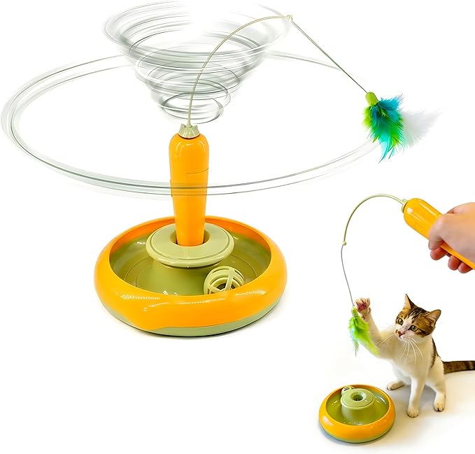 Detachable Interactive Cat Toy | Handheld Teaser Wand/Floor Play Dual-Use, Indoor Cat Toy