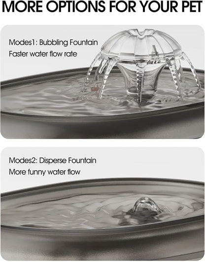 WOPET Cat Water Fountain, 67oz/2L Automatic Pet Water Dispenser for Cats & Small Dogs, Ultra Quiet Sleep-Friendly Pump, BPA-Free, 2 Flow Modes, Visible Water Level, 3-Stage Filtration