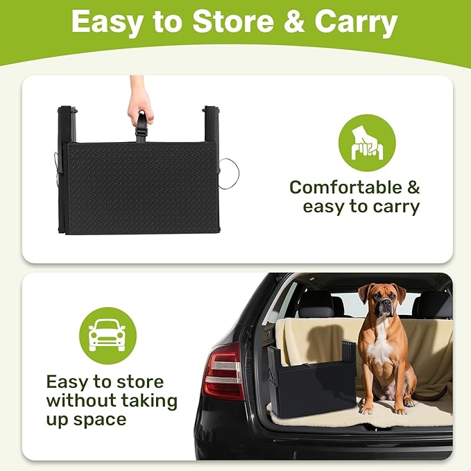 Foldable Dog Car Steps - Upgraded Non-Slip Pet Stairs for Large Dogs, Portable Metal Frame Dog Ramps for High SUV, Truck and Cars, Lightweight Pet Ladder with High Load-Bearing Capacity，Up to 350Lbs