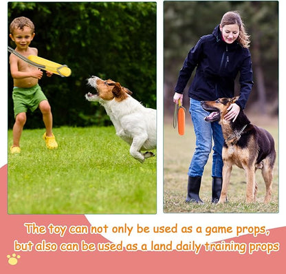 2 Pcs Dog Pool Float Toy with Throw Rope 9.8 x 1.6 Inches Dog Bumpers for Water Retrieving Puppy Training Chew Toys for Hunting Training Pool Outdoor (Yellow, Orange)