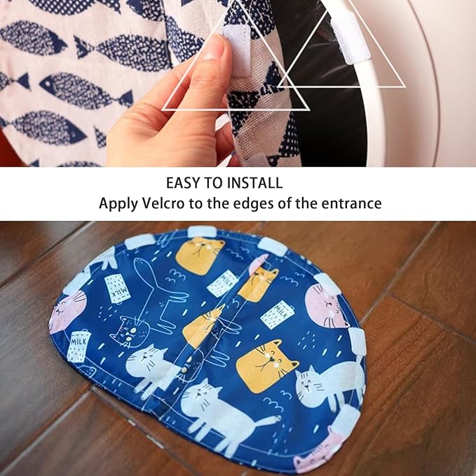Curtain for Self Cleaning Cat Litter Box,Reduces Cat Litter Bounce, Stops Odors from The Litter Box Self Cleaning (Blue White)