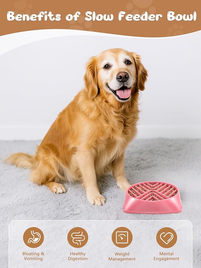 KASBAH Slow Feeder Dog Bowls Large Breed, 5 Cups Capacity for Wet & Dry Food, Puzzle Maze Bowl for Fast Eaters, Non-Slip Base, BPA Free, Helps Prevent Bloat and Aid Digestion