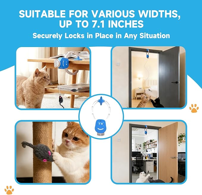 Interactive Cat Toy for Indoor Cats, 360° Auto-Rotating Door Hanging Teaser with Motion Activation, USB-C Rechargeable Quiet Self Play Cat Toy for Bored Indoor Adult Cats and Kittens