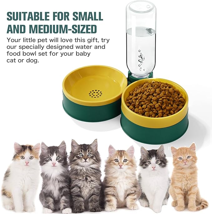 Cat Food Bowl, Cat Bowls Whisker Friendly with Water Dispenser for Cats and Small Dogs