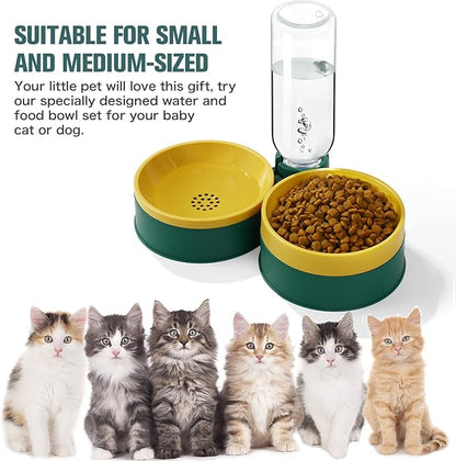 Cat Food Bowl, Cat Bowls Whisker Friendly with Water Dispenser for Cats and Small Dogs