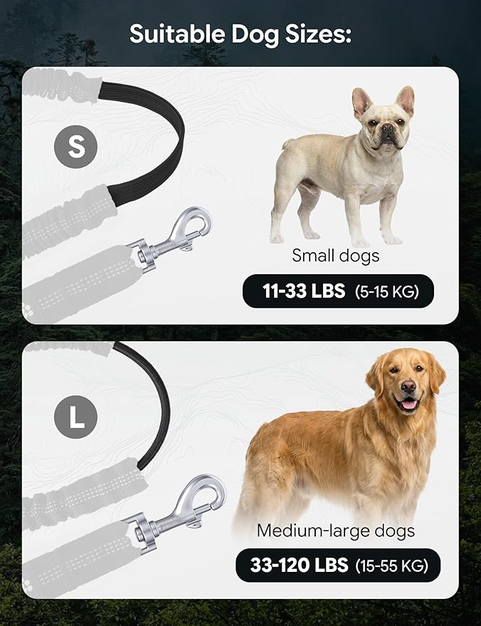 Dog Leash Hands Free, Walking Waist Belt with Pouch Removable & Multifunctional|Shock Absorbing Bungee| Thickened Lumbar pad & Comfortable Dual Handles|Dog Running and Training,for 33-120lbs Dogs