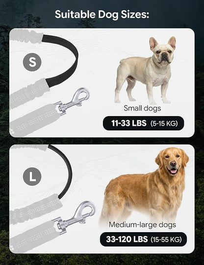 Dog Leash Hands Free, Walking Waist Belt with Pouch Removable & Multifunctional|Shock Absorbing Bungee| Thickened Lumbar pad & Comfortable Dual Handles|Dog Running and Training,for 33-120lbs Dogs