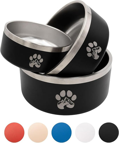 Stainless Steel Dog Bowl for Small-Large Dogs | Double Wall Insulated, Non-Slip Base Heavy Duty Water and Food Bowls for Dogs & Cats | Pet Safe BPA Free & Dishwasher Safe | 64 Oz - Khaki