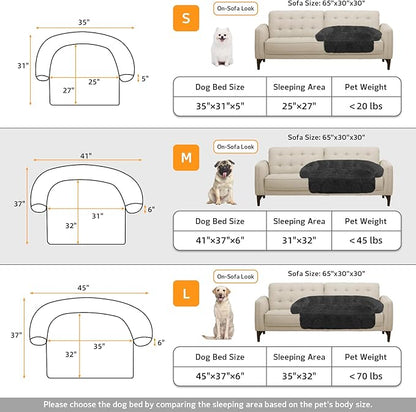 Calming Dog Bed Fluffy Plush Dog Mat for Furniture Protector with Removable Washable Cover for Large Medium Small Dogs and Cats (Medium(41x37x6), Dark Grey)