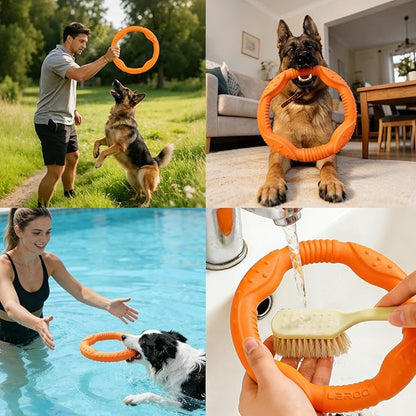 LaRoo Dog Flying Ring Toys, Floating Flying Dog Disc Toys, Summer Pet Training Outdoor Durable Chew Toys for Medium and Small Dogs
