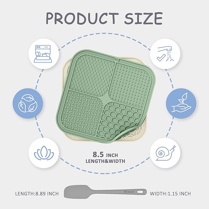 2 Pack Lick Mat for Dogs,Cats,Upgraded 8.5×8.5 inches Licking Mats with Suction Cups,Slow Feeder Licking Pad for Anxiety Relief and Boredom Reducer,Suitable for Dog Training Set 6