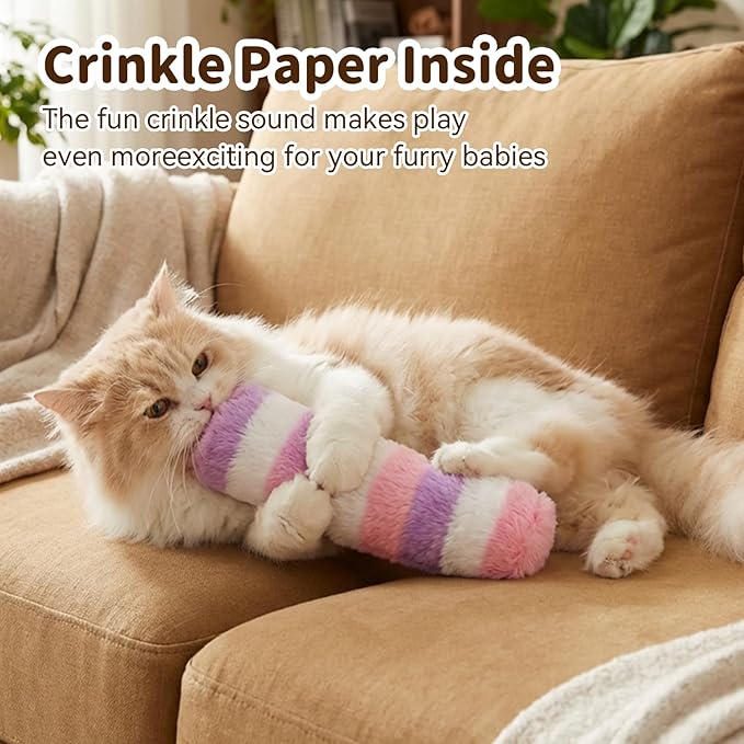 Cat Toys 3 Pack Catnip Pillows, Soft and Durable Crinkle Sound with Catnip Inside, Interactive Cat Toy Indoor Cats Kitten Kicker, Promotes Kitty Exercise, Easter Gifts Toys-Rainbow Color