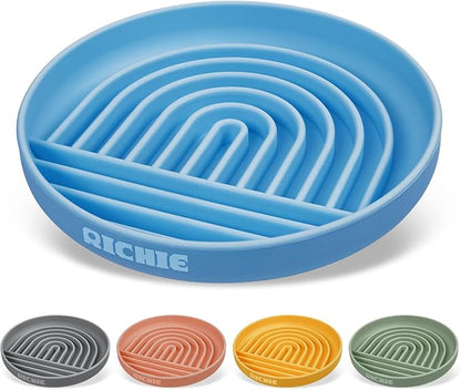 Slow Feed Dog Bowl, Anti-Gulping, Durable Silicone, Safe for Small to Large Breeds, Blue