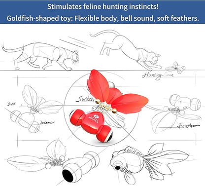 Kitifish Automatic Cat Toys for Indoor Cats, Interactive Cat Feather Toys with Feather and Bell, Smart Electric Moving Kitty Toy, kitifish Toys, Stiulate Hunting Instinct for Your Kitty