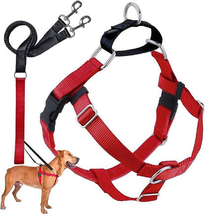 2 Hounds Design Freedom No Pull Dog Harness | Comfortable Control for Easy Walking |Adjustable Dog Harness and Leash Set | Small, Medium & Large Dogs | Made in USA | Solid Colors | 1" XXL Red