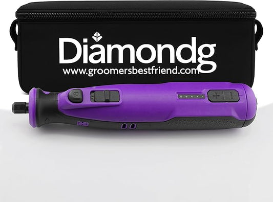 Diamondg Cordless Dog Nail Grinder with Quiet Sound & LED Tip for Large & Small Dogs, 4hrs. Runtime - Electric Dog Nail Trimmer, Heavy Duty Rotary Tool Alternative to Toenail Clippers & Filers