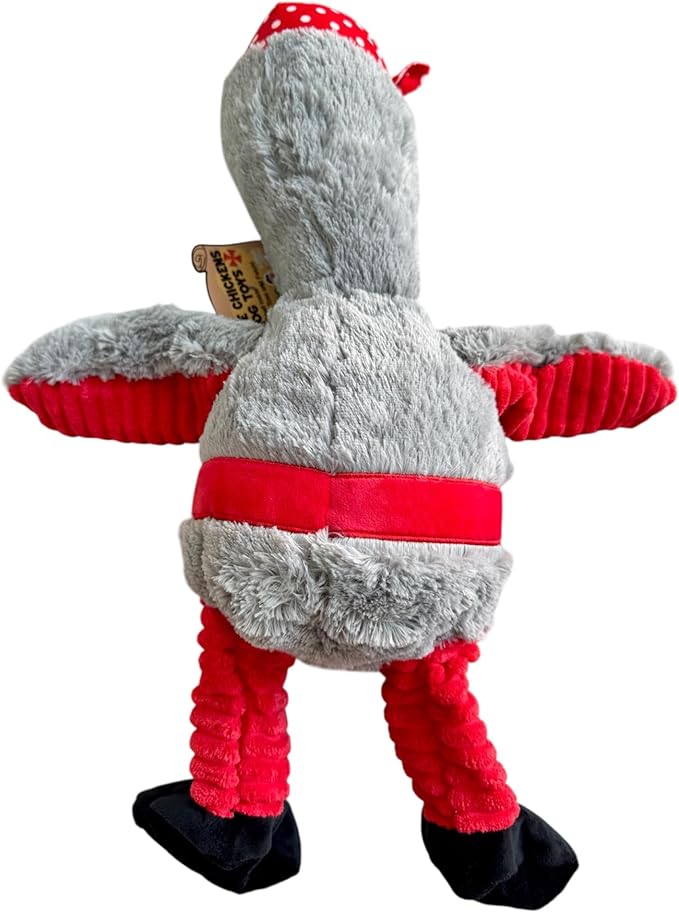 Pirate Chicken Dog Toy – 18 Inch Plush Squeaky Dog Toy with Internal Rope, Durable Crinkle Wings, Soft Stuffed Interactive Toy for Medium & Large Dogs – Funny Durable Pet Toy (Gray)